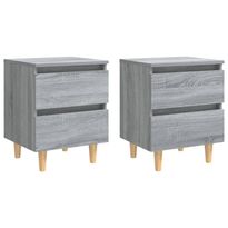 Yöpöydät täyspuujaloilla 2 kpl harmaa Sonoma 40x35x50 cm (13125)