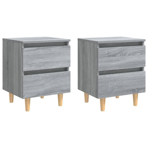 Yöpöydät täyspuujaloilla 2 kpl harmaa Sonoma 40x35x50 cm (13125)