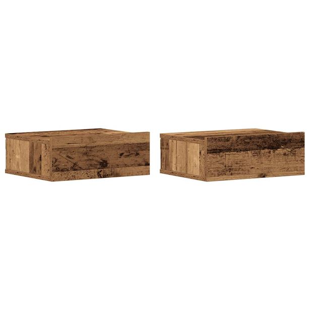Yöpöytä Kelluva 2kpl Vanha Puu 40x32x15 cm lastulevy (61120)