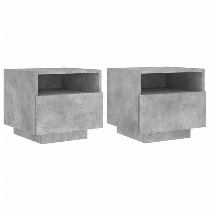 Yöpöytä LED-valoilla 2 kpl betoninharmaa 40x39x37 cm (36805)