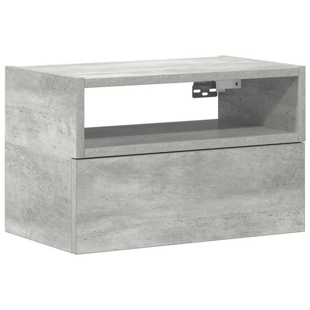Yöpöytä seinäkiinnityksellä betoninharmaa 45x26x28,5 cm (58602)