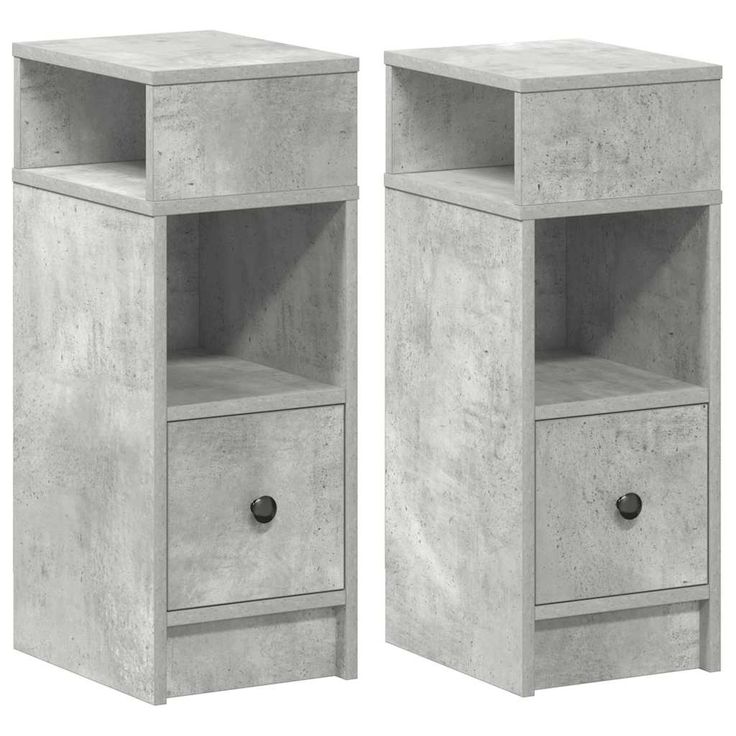 Yöpöytäkaapit 2 kpl laatikolla betoninharmaa 25x31x66 cm (58621)