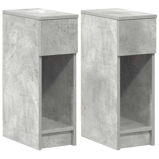 yöpöytäkaapit laatikolla 2 kpl betoninharmaa 20x36x60 cm (58702)