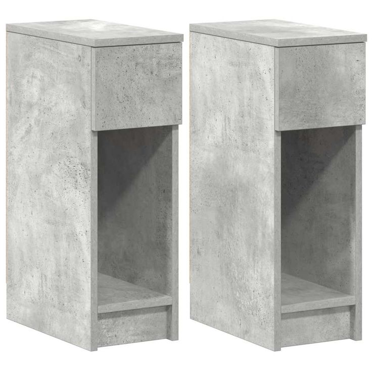 yöpöytäkaapit laatikolla 2 kpl betoninharmaa 20x36x60 cm (58702)