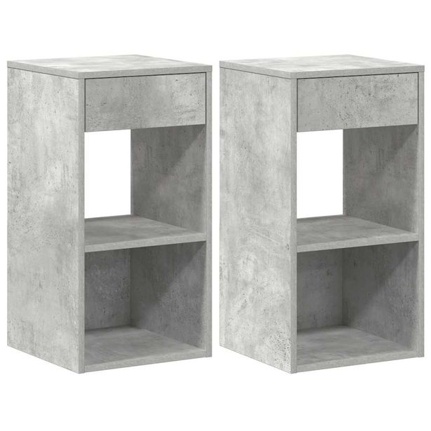 yöpöytäkaapit laatikolla 2 kpl betoninharmaa 35x34x66,5 cm (58720)