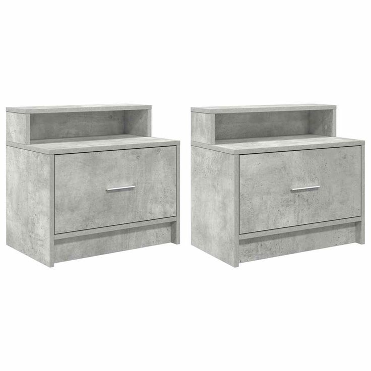 yöpöytäkaapit laatikolla 2 kpl betoninharmaa 51x31x47 cm (58675)