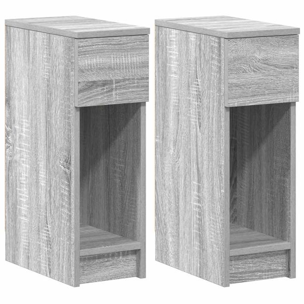 yöpöytäkaapit laatikolla 2 kpl harmaa Sonoma 20x36x60 cm (58706)