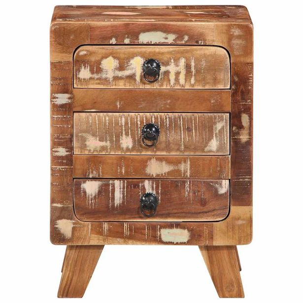 yöpöytäkaappi 2 kpl 37x32x50 cm massiivipuu kierrätetty (04518)