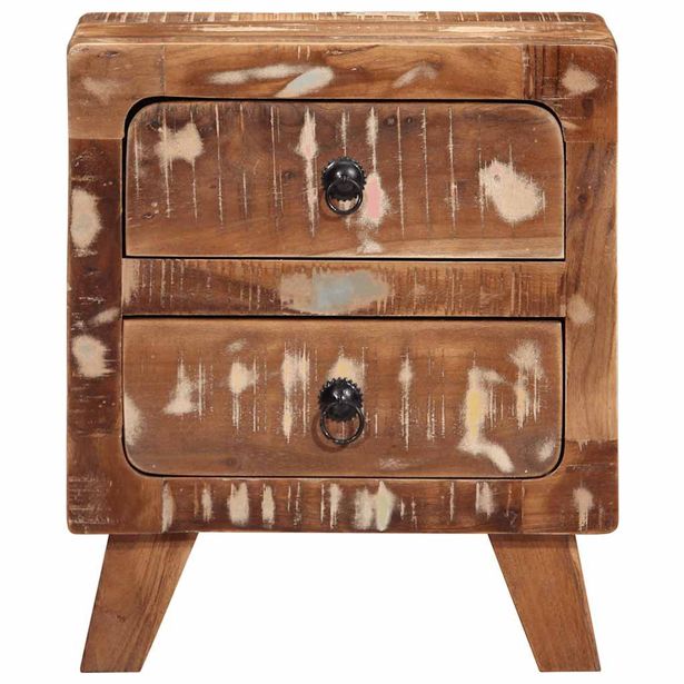 yöpöytäkaappi 2 kpl 40x32x46 cm massiivipuu kierrätetty (04514)