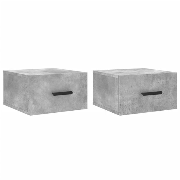 Yöpöytäsarja seinäkiinnityksellä 2 kpl betoninharmaa 35x35x20 cm (29845)
