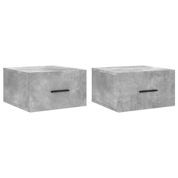 Yöpöytäsarja seinäkiinnityksellä 2 kpl betoninharmaa 35x35x20 cm (29861)