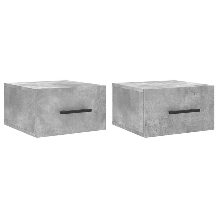 Yöpöytäsarja seinäkiinnityksellä 2 kpl betoninharmaa 35x35x20 cm (29877)