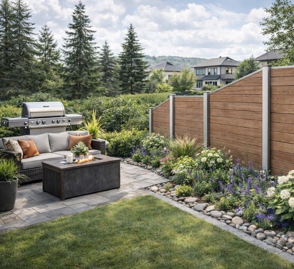 WPC komposiitti aitasarja neliö- ja vinopaneelilla ruskea