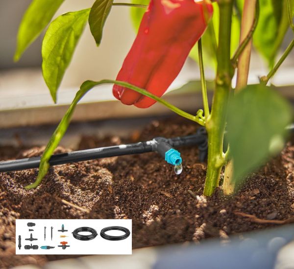 Gardena Micro-Drip kastelusarja kasvihuoneessa ruukkukasveille
