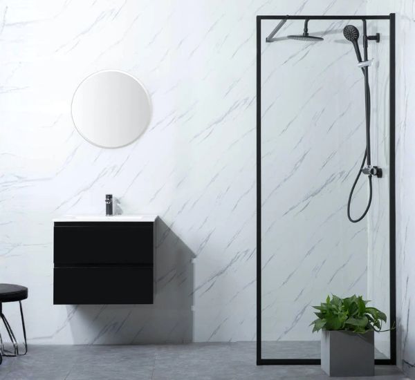 Suihkuseinä Bathlife Profil 800x2000 kirkas lasi musta