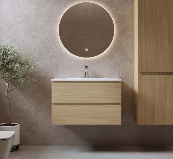 Bathlife Eufori -allaskaappi pesualtaalla, vaalea tammi