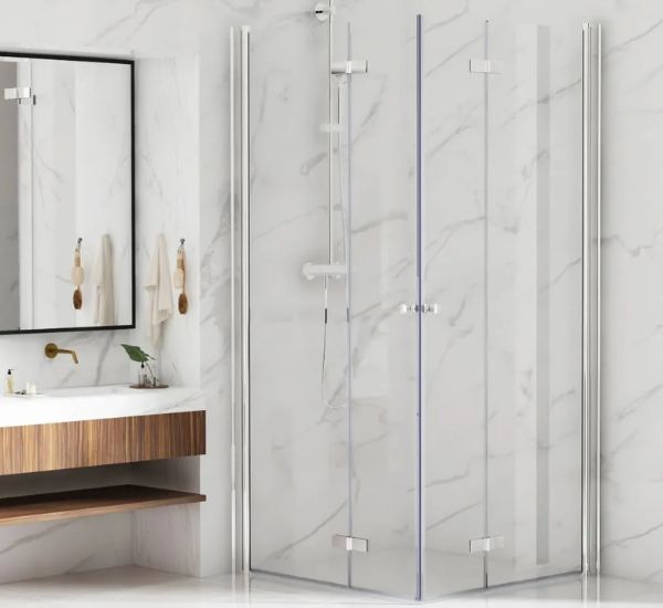 Bathlife Vikbar -suihkunurkka taittuvilla lasiovilla