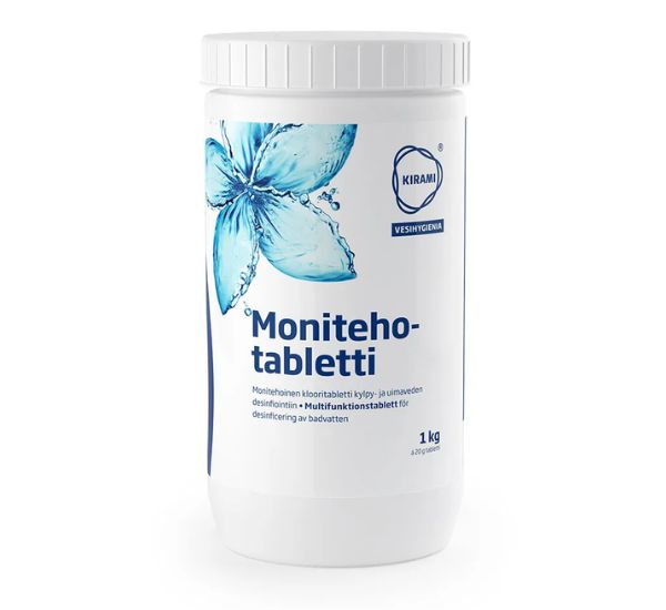 Kirami monitehotabletti paljun veden puhdistukseen
