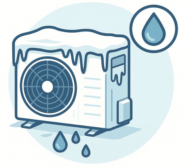 Ulkoyksiköstä valuu vettä tai muodostuu jäätä