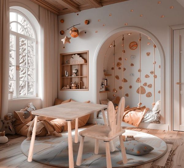 Lasten pöytäsetti Linento Furniture lastenhuoneessa