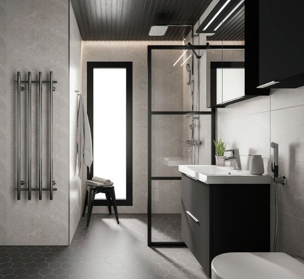 Lattialaatta Pukkila Natura 6-kulmainen, musta, himmeä