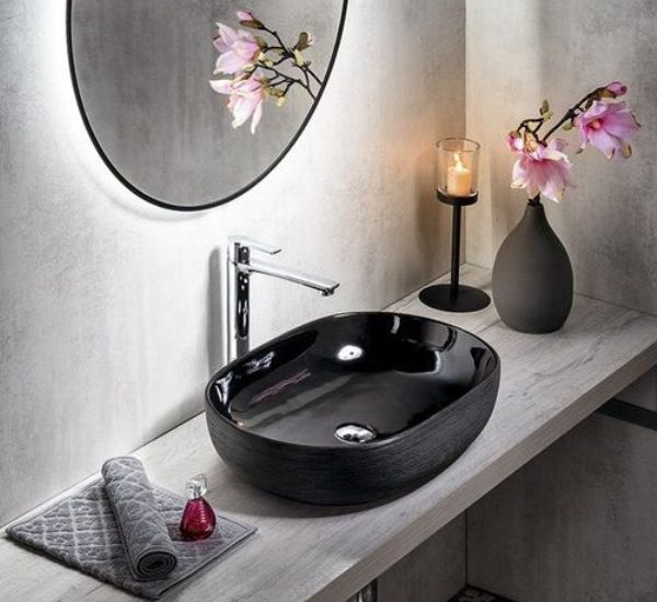 Malja-allas Interia Priori, keraaminen, musta, 580x400mm