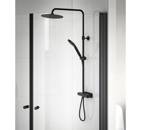 Sadesuihkusetti Gustavsberg Estetic Round, termostaattihanalla, matta musta