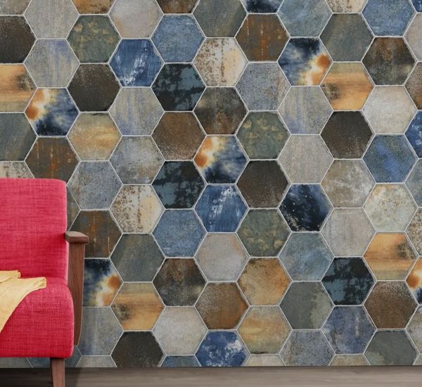 Kymppi-Lattiat History Antique mix Hex lattialaatta