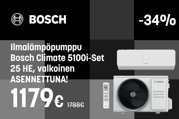 Bosch ilmalämpöpumppu asennettuna